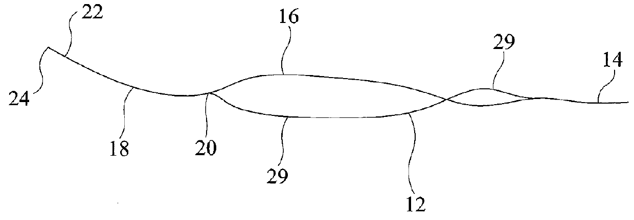 Cleaning device with kite tail swab