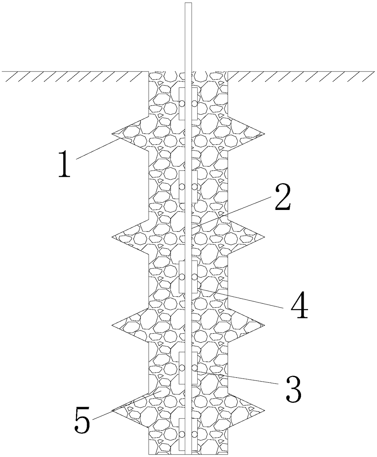 Gravel grouting pile with extruding and expanding supporting discs and construction method thereof