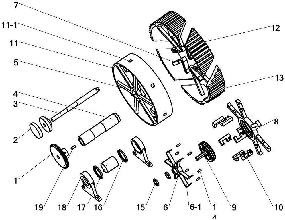 A radial repeating folding wheel mechanism