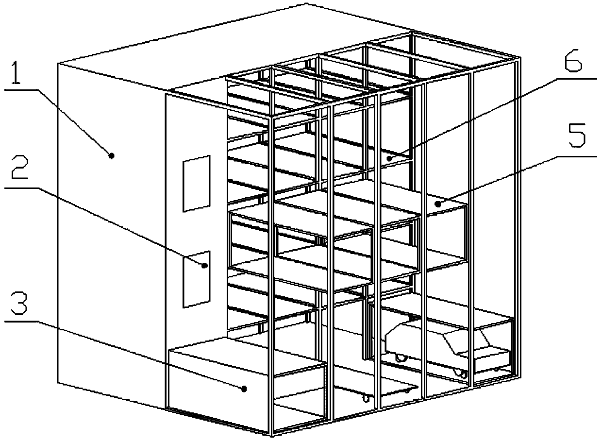 Intelligent three-dimensional parking garage combined with building and intelligent three-dimensional parking system and method