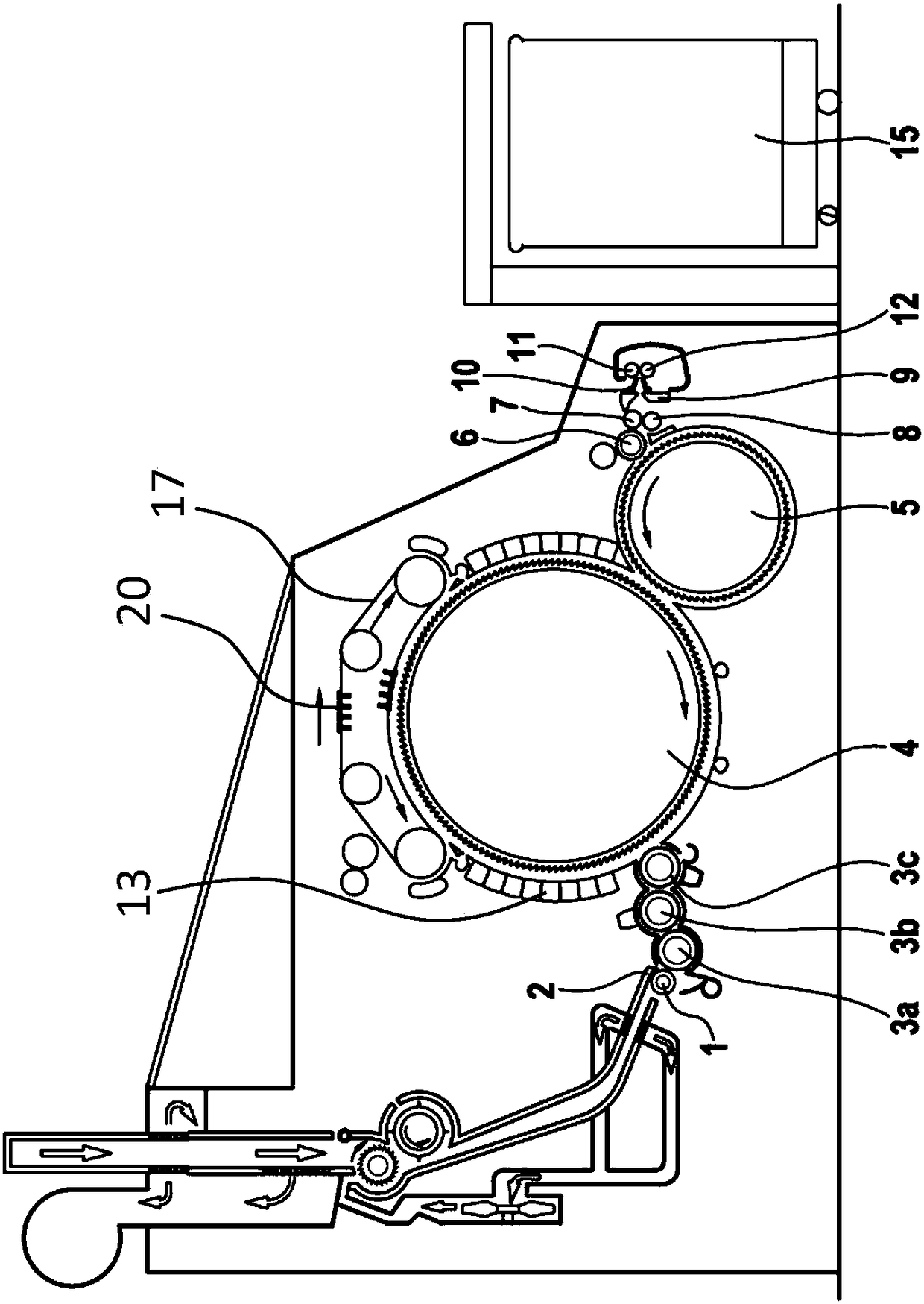 Carding machine with a device for adjustment of the carding gap