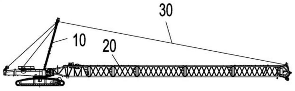 Telescopic main arm mast, crane and operation method thereof