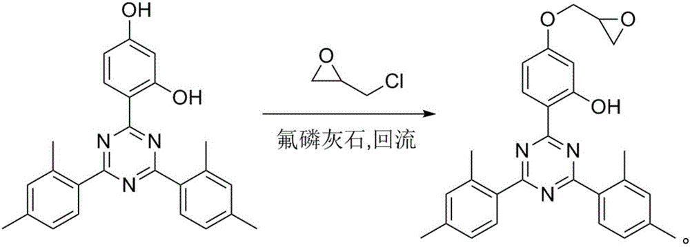 Method for synthesizing 2-(4,6-di(2,4-xylyl)-1,3,5-triazine-2-base)-5-glycidyl ether phenol