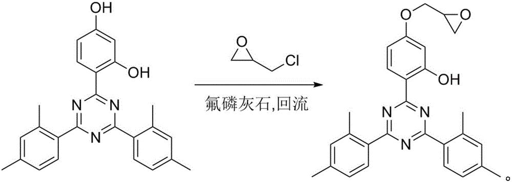 Method for synthesizing 2-(4,6-di(2,4-xylyl)-1,3,5-triazine-2-base)-5-glycidyl ether phenol