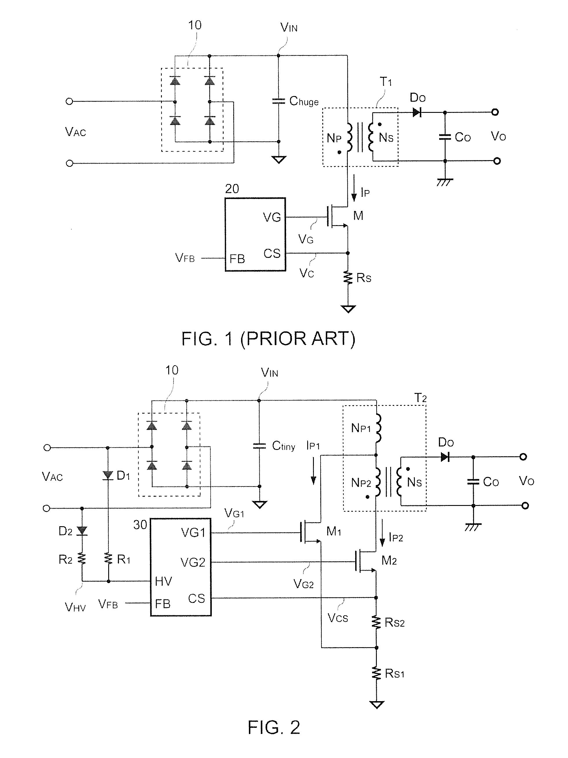 Two-switch flyback power converters