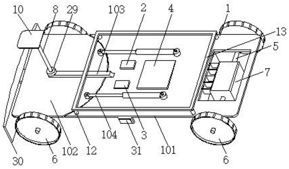 A self-propelled intelligent fire extinguishing vehicle