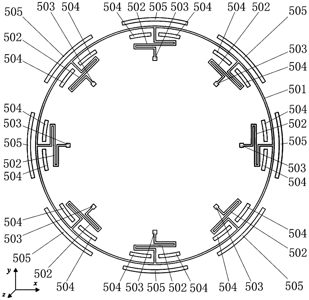 Singlechip three-axis MEMS gyroscope based on wheel-ring mode