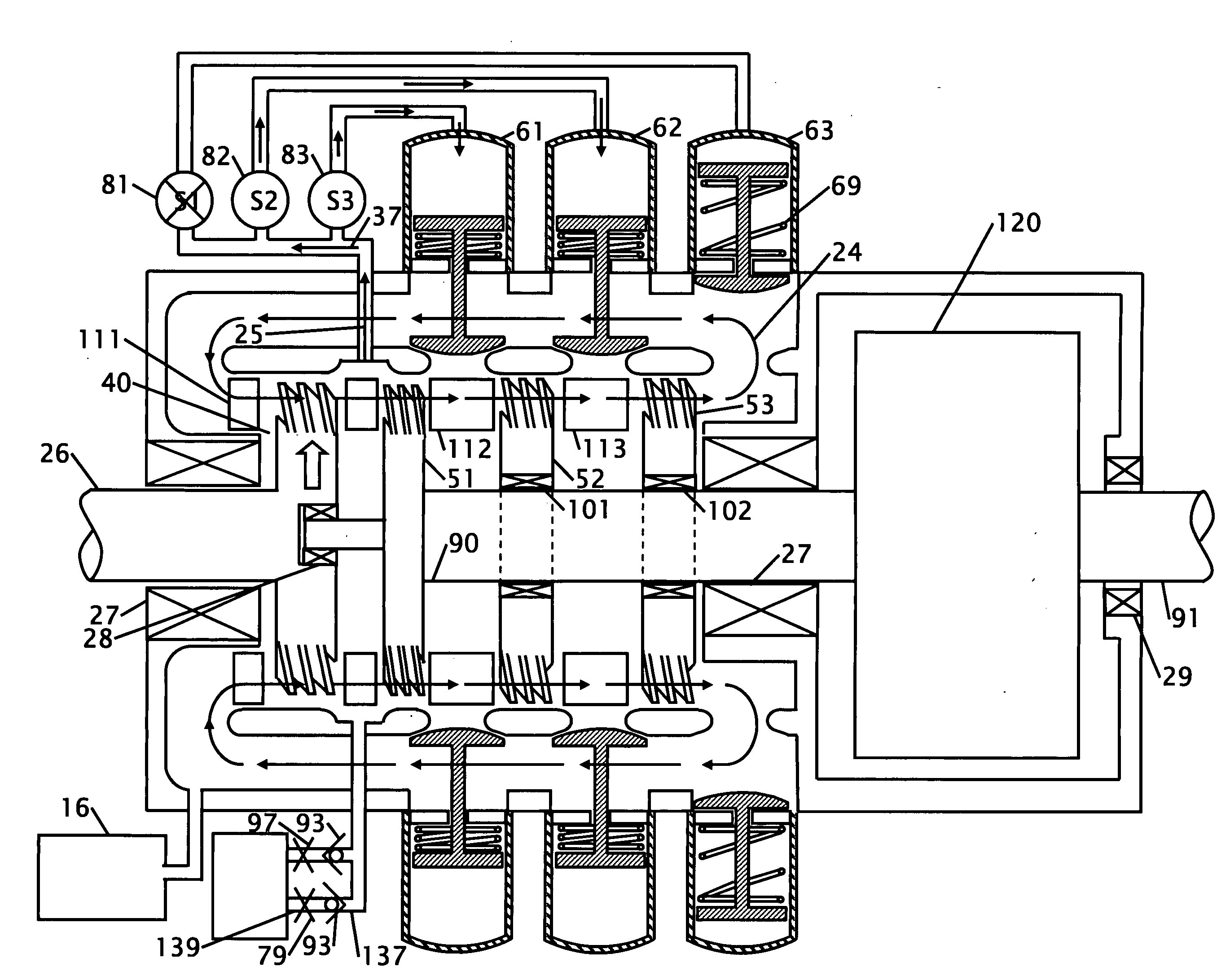 Hydraulic hybrid turbo transmission