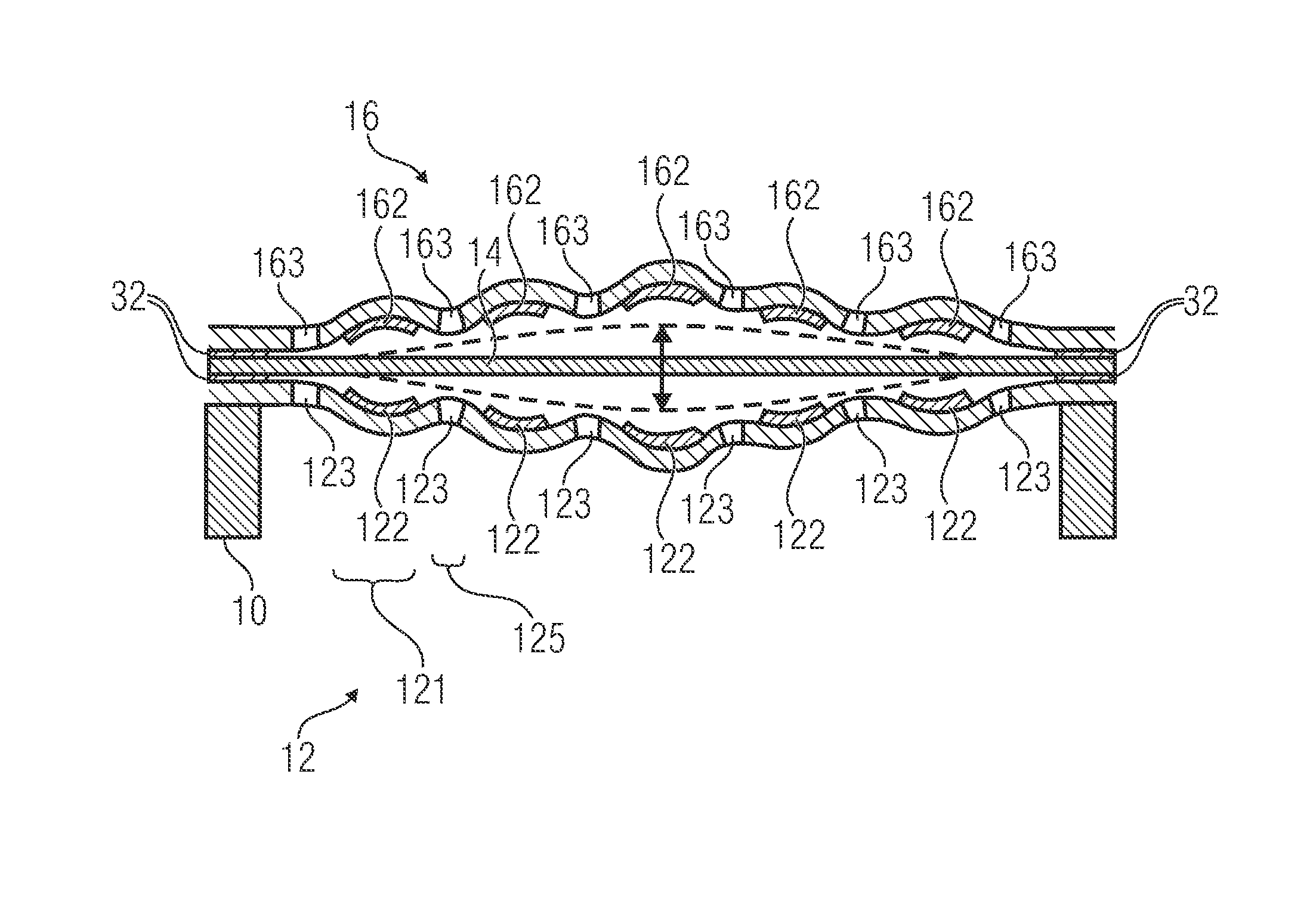 Micro electrical mechanical system with bending deflection of backplate structure