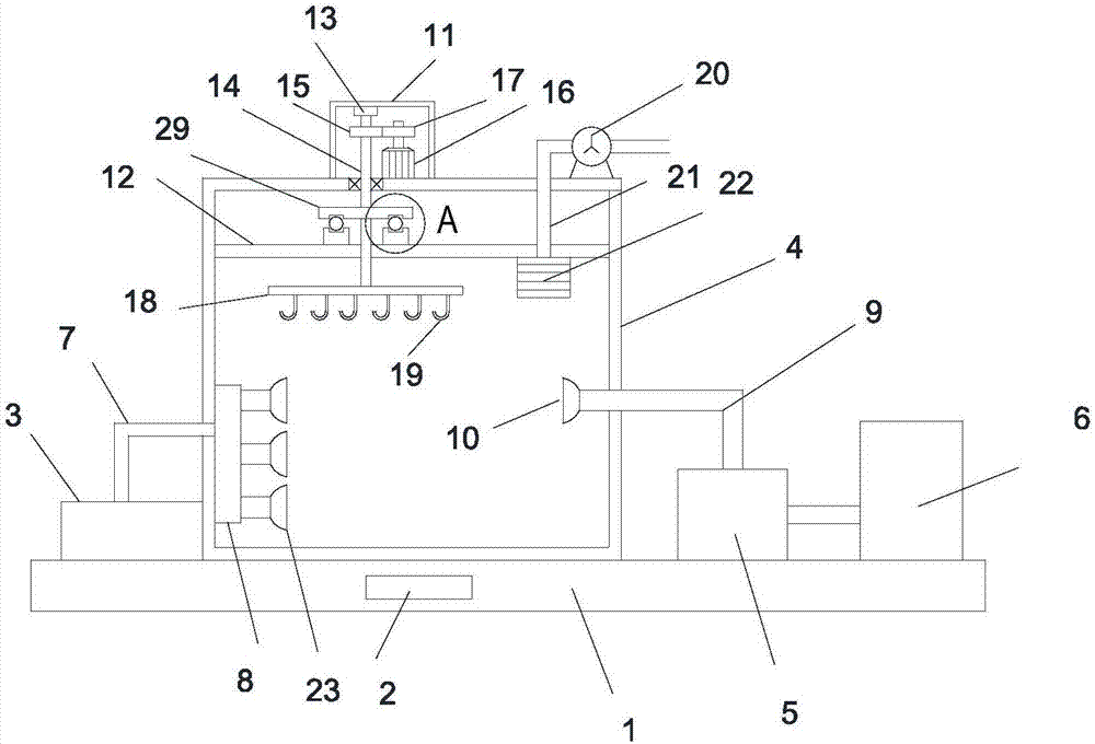 Efficient paint spraying device for surface of motor shell