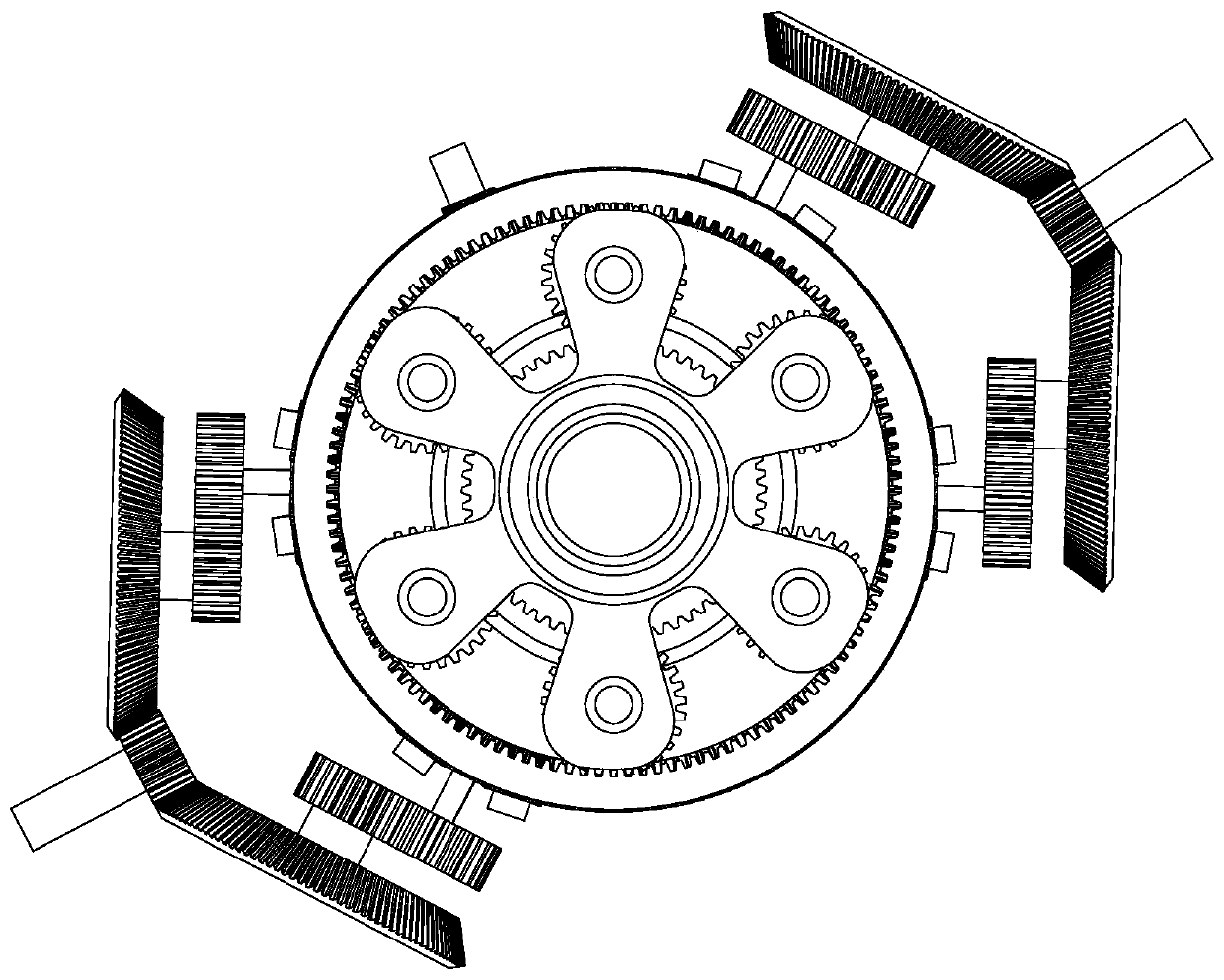 Bevel gear configuration coaxial double-rotor variable-speed transmission mechanism