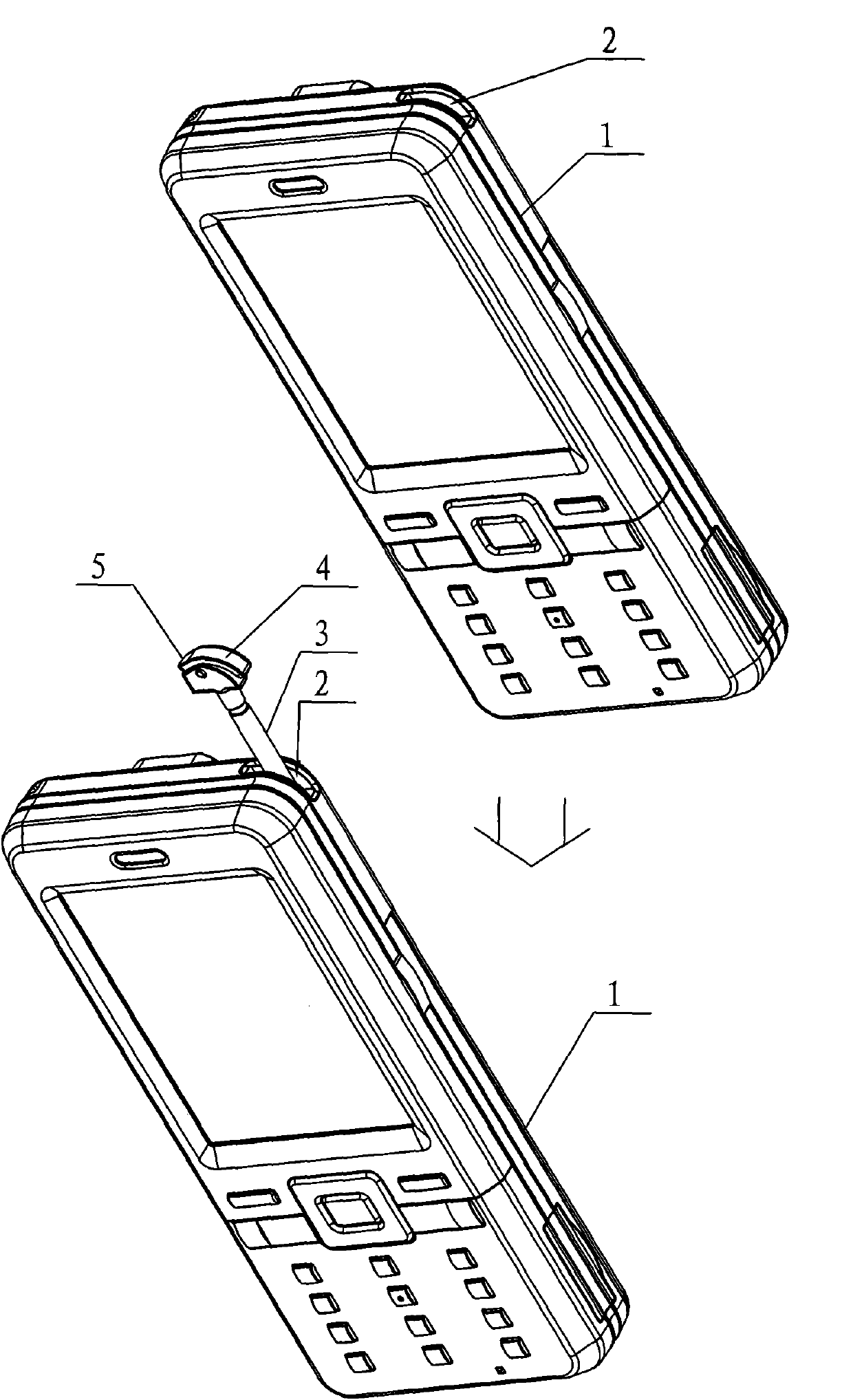 Locking structure of detachable device and portable mobile terminal