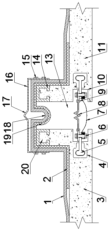 Waterproof connecting structure of deformation joint of building roof