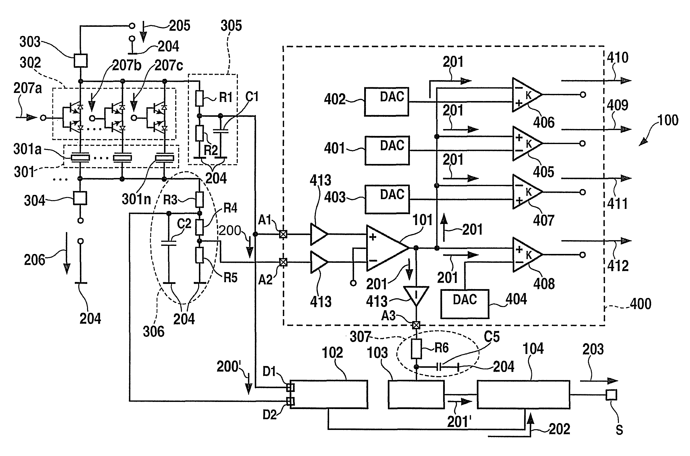 Method for detecting an electric potential-difference at a piezoelectric actuator unit, and a circuit system for implementing the method