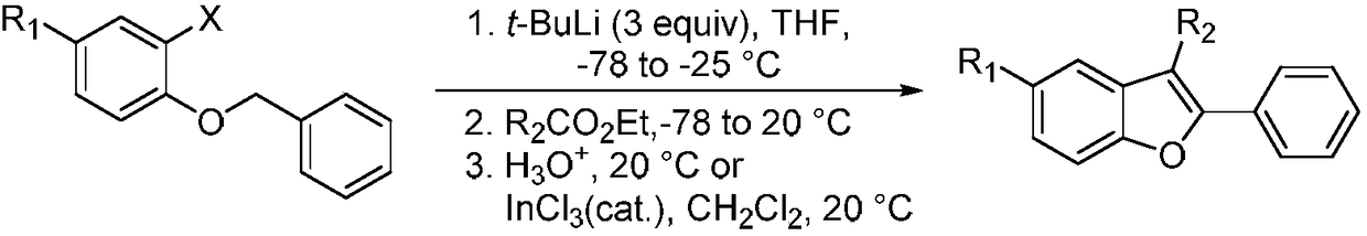 Method for synthesizing 2-phenyl-3-methylbenzofuran compounds