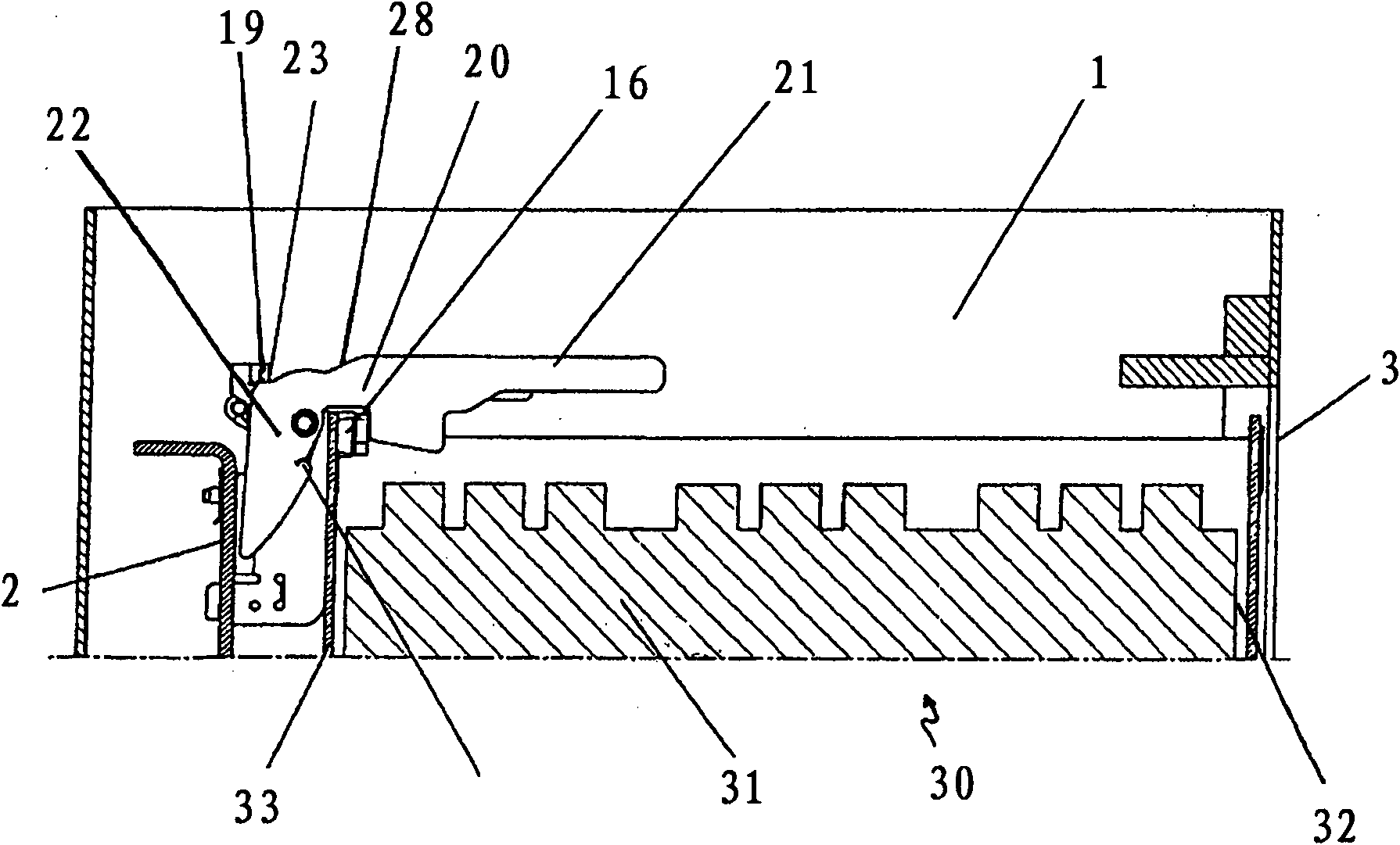 Locking device for a battery block of ground transportation vehicle