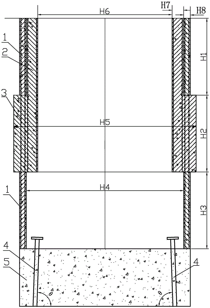 A kind of vertical shaft integral pouring section wall seat and vertical shaft integral pouring section wall seat construction method