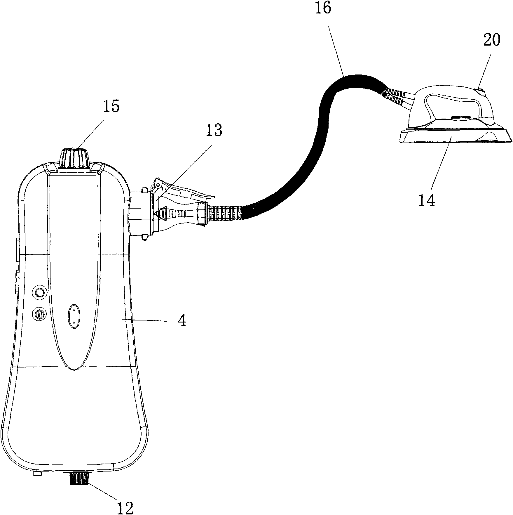 Steam ironing device assembly