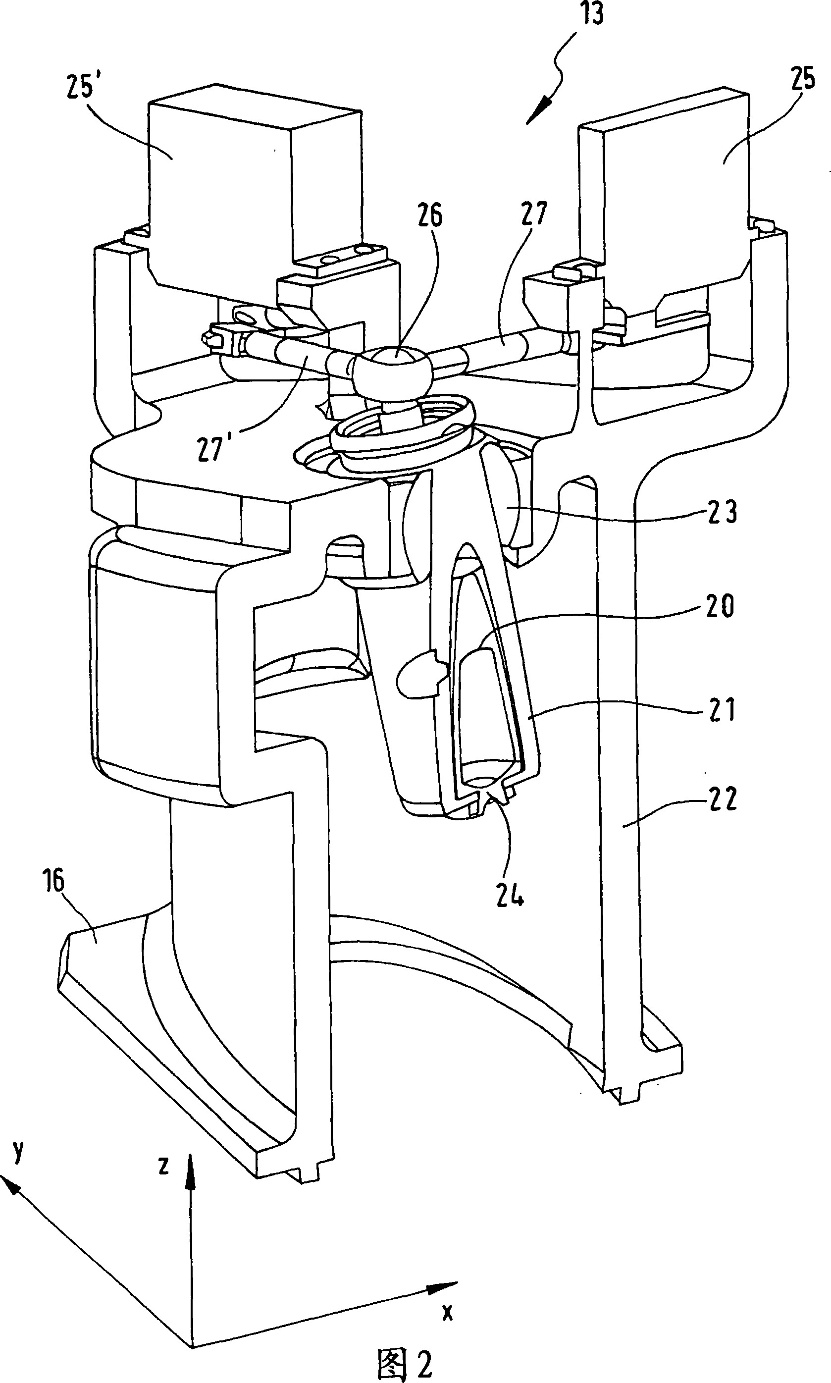 Device and method for the production of a three-dimensional object