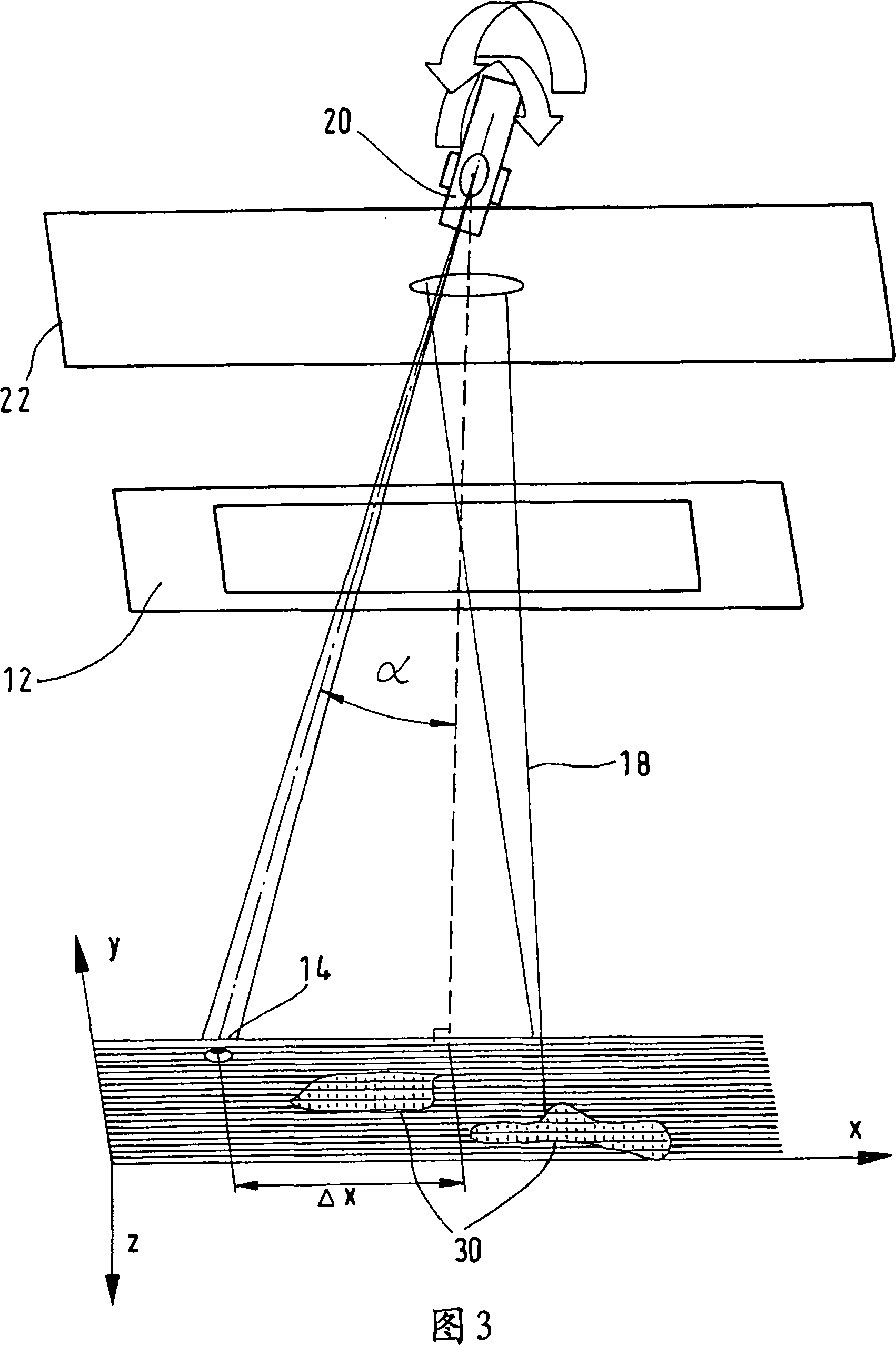 Device and method for the production of a three-dimensional object