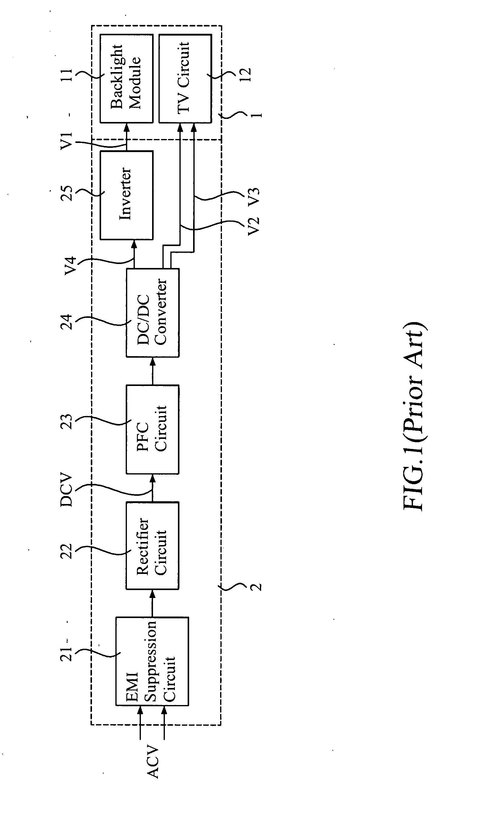 Split power supply circuit for LCD TV