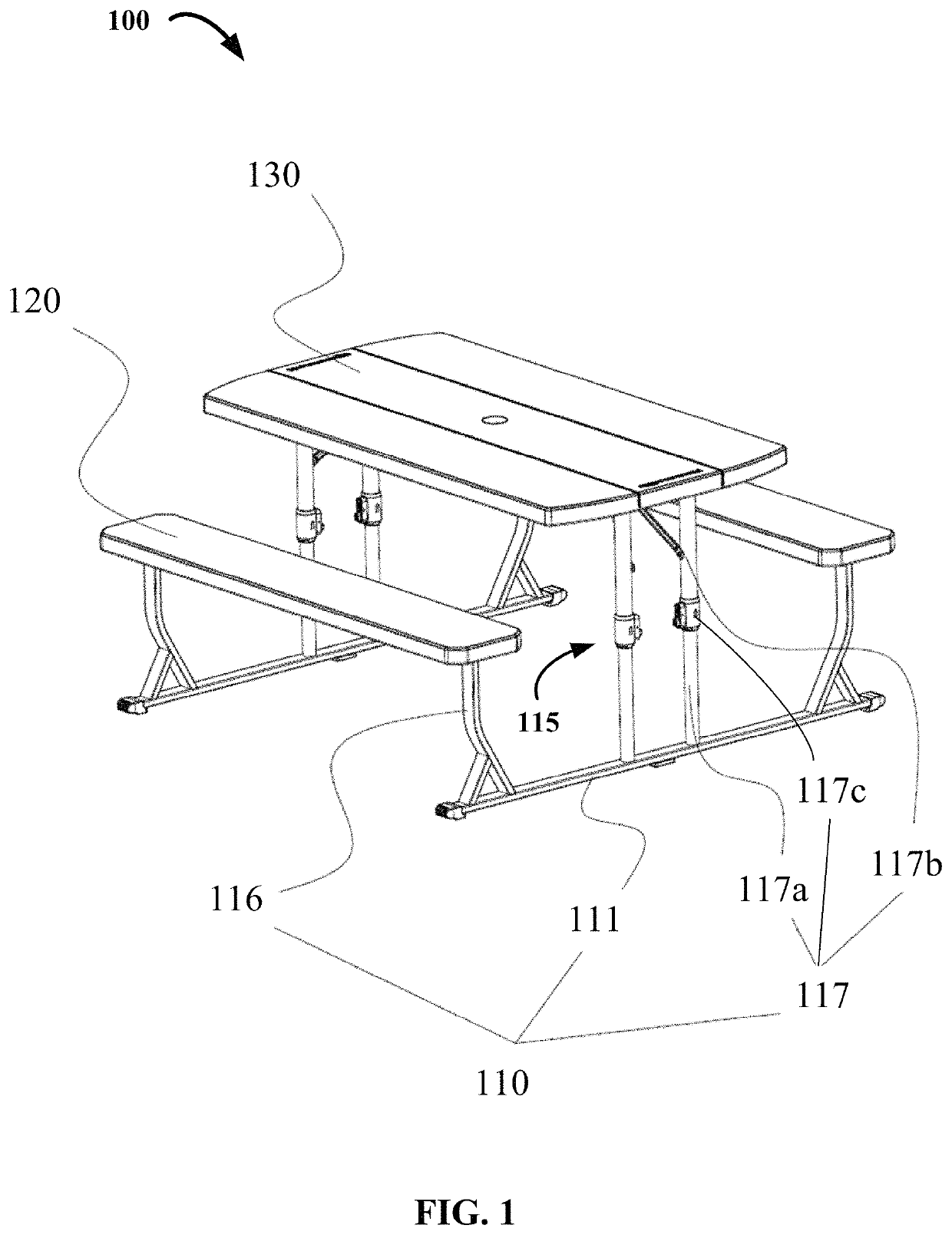 Portable and adjustable picnic table