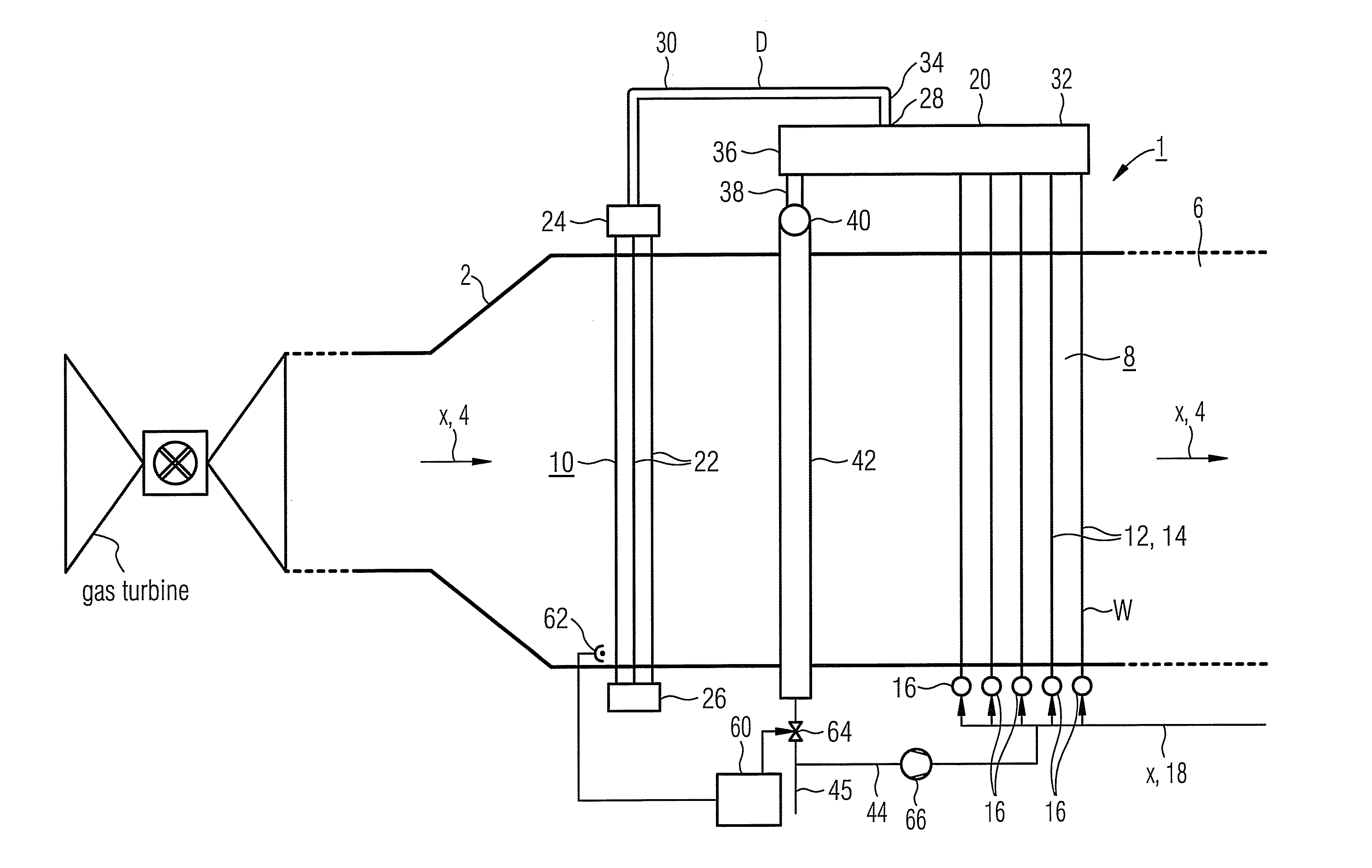 Steam generator in horizontal constructional form
