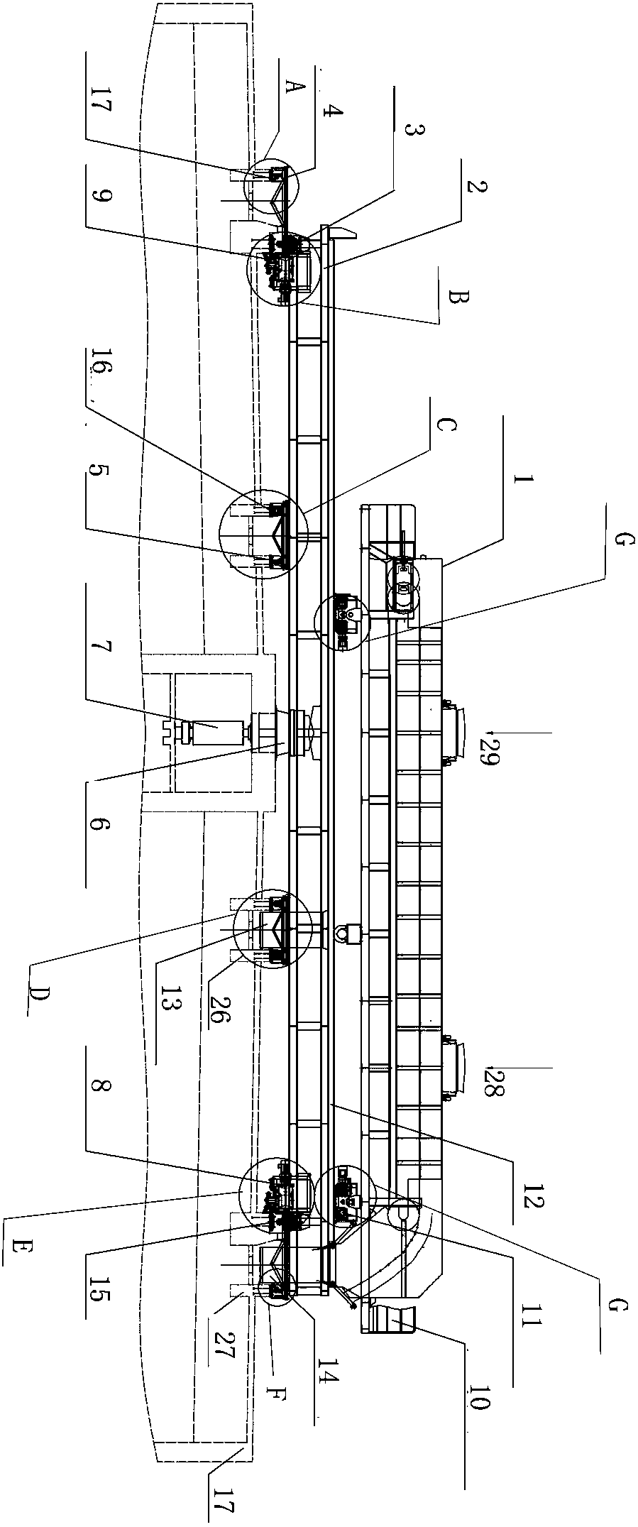 Rotary moving material distributing machine