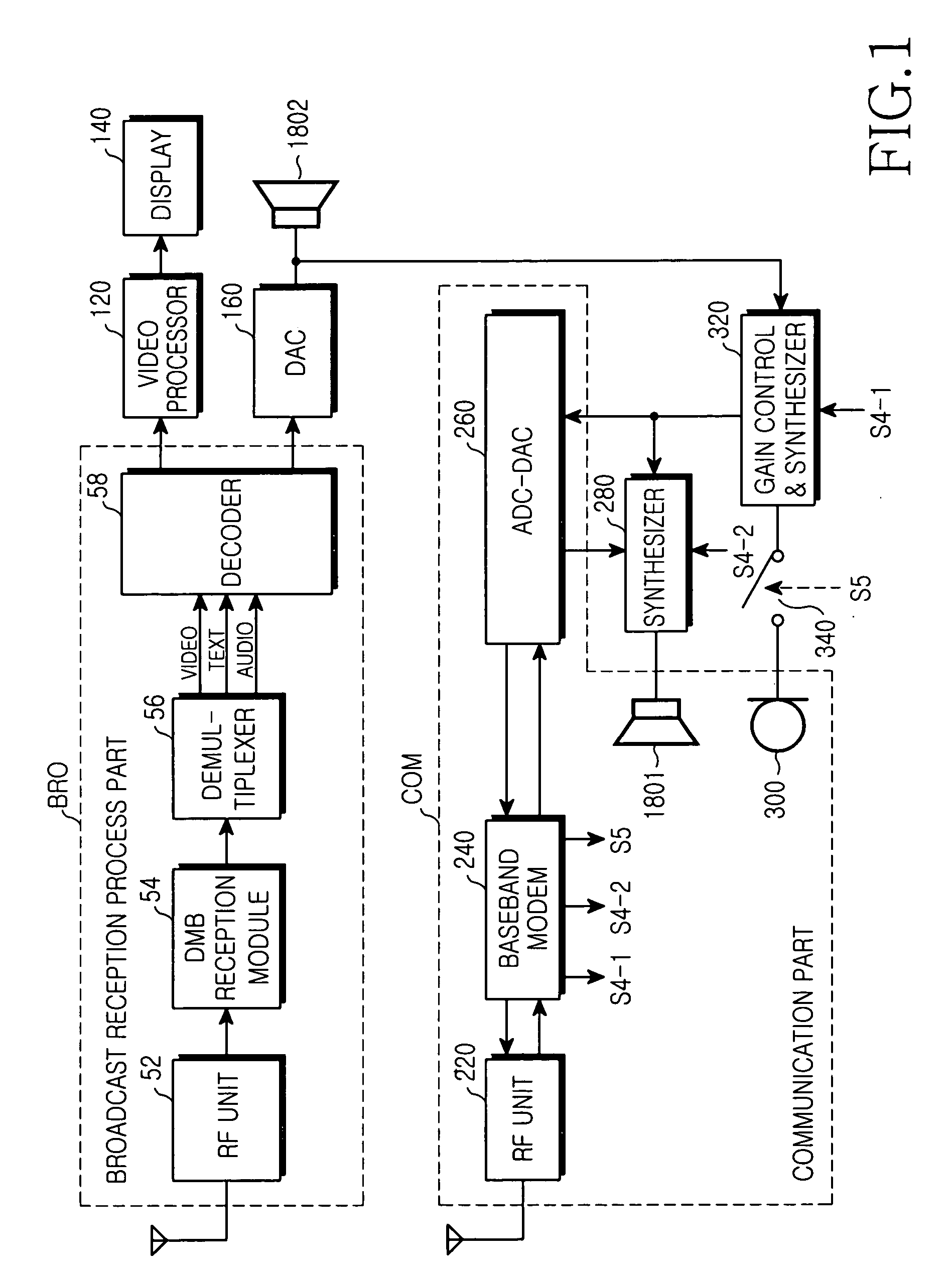 Apparatus and method for transmitting an audio signal in a mobile communication terminal serving as a digital multimedia broadcast receiver