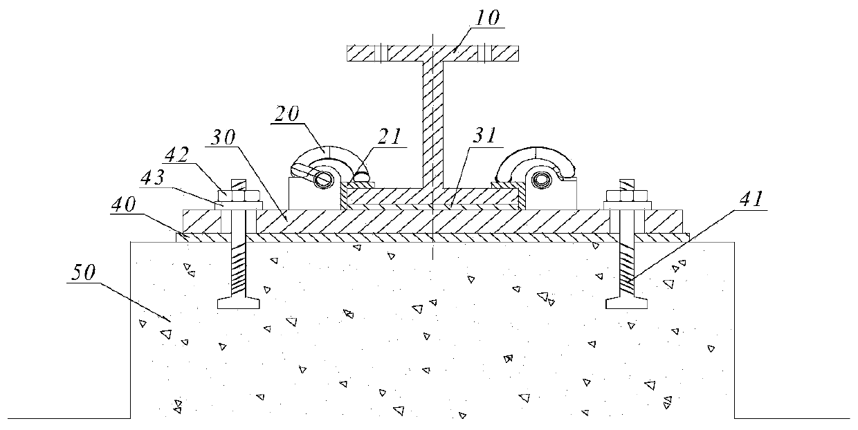 Single-toe elastic strip buckling-pressing type magnetic levitation fastener system