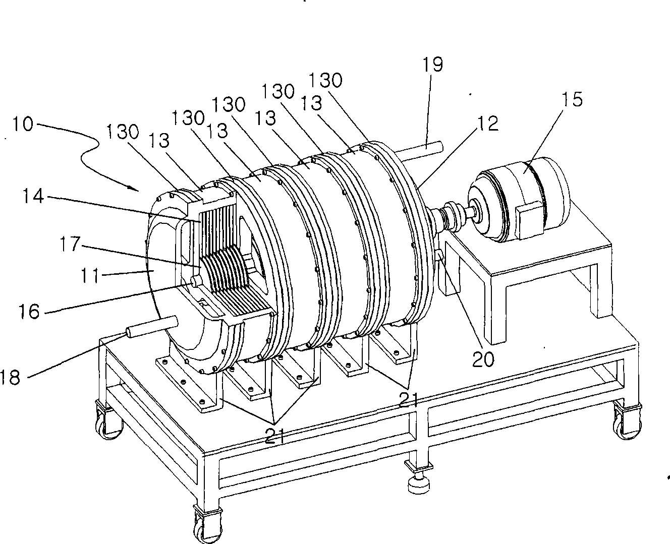 Filtering apparatus employing multistage rotor generating variable vortex flow
