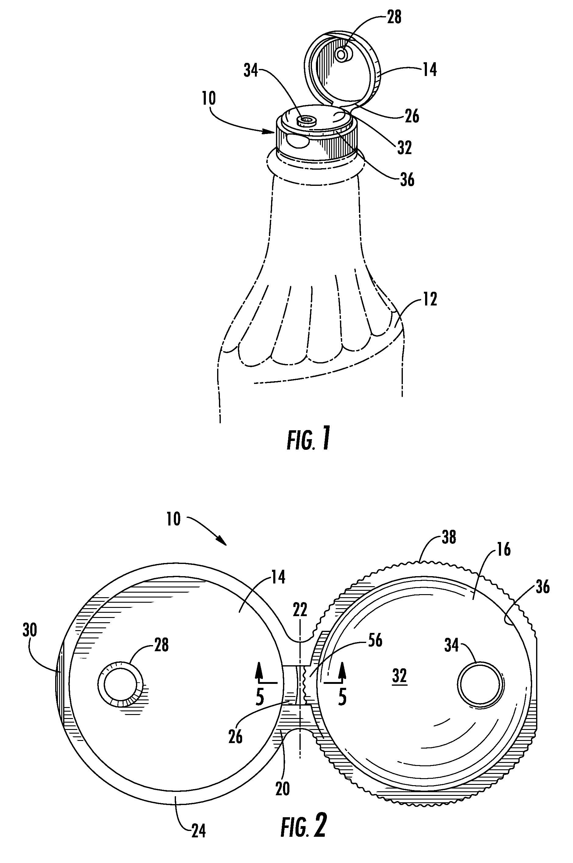 Dispensing closure with cap structure having dual living hinges