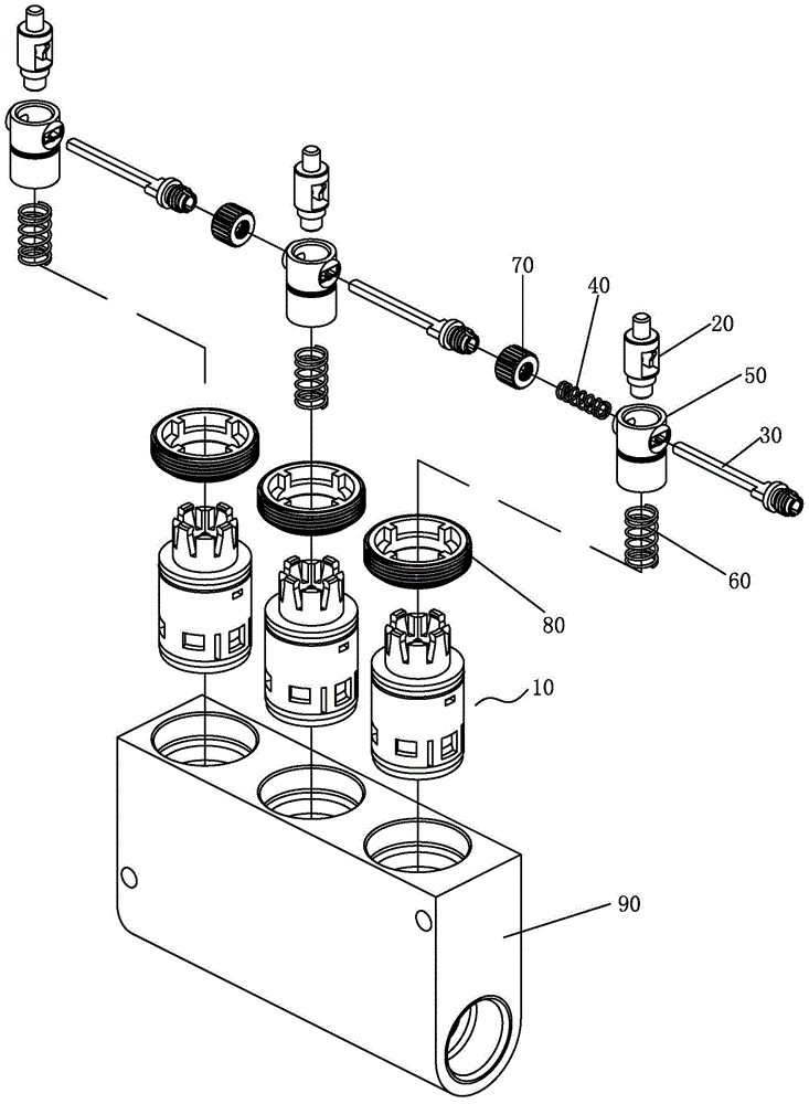 A valve core group switching control mechanism