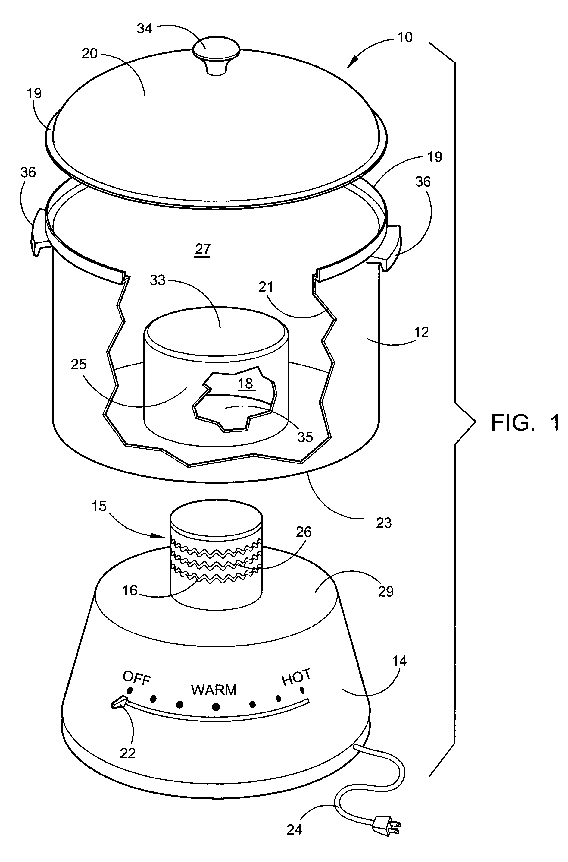 Cooking apparatus employing centrally located heat source