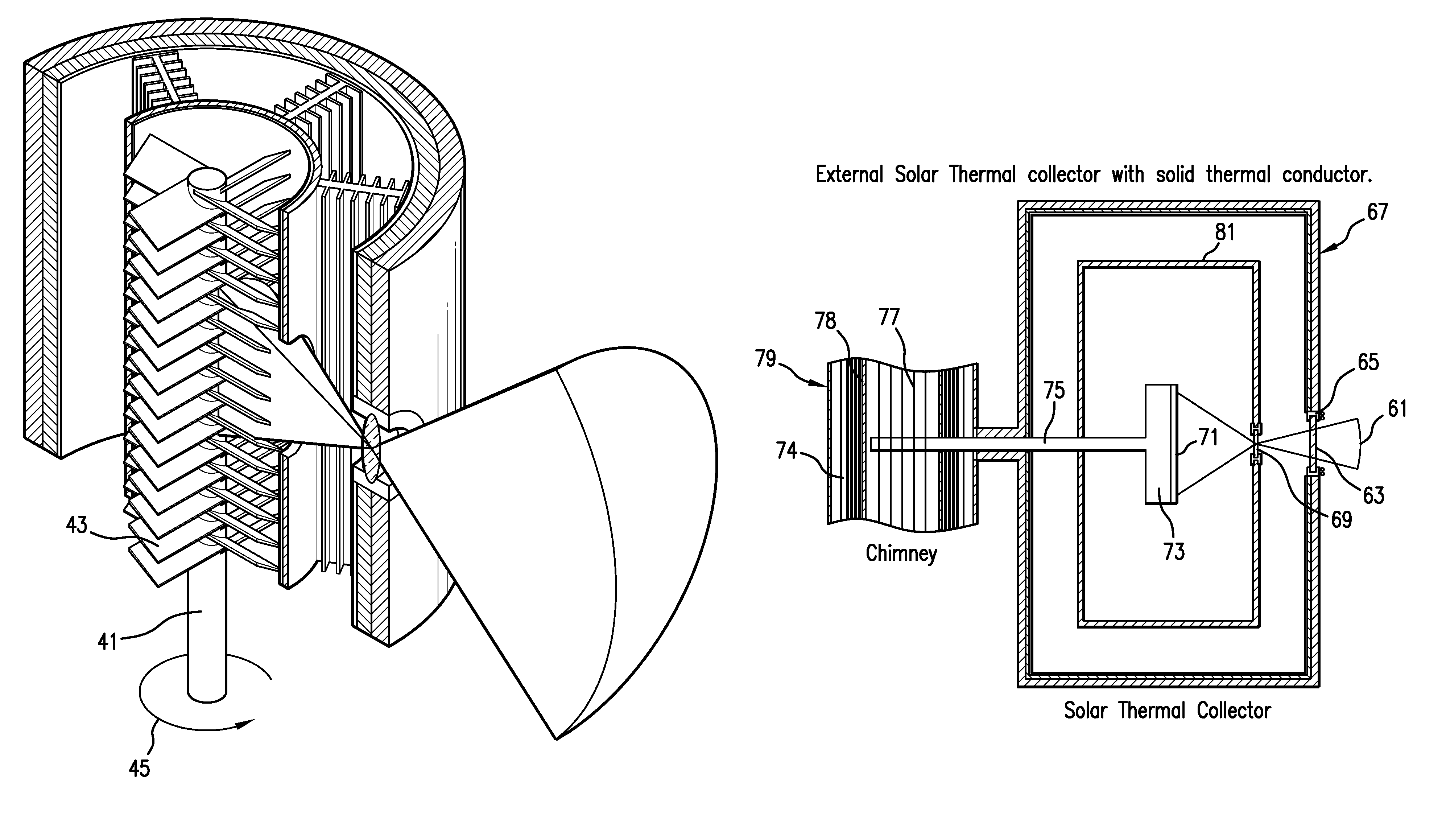 Solar chimney with internal and external solar collectors