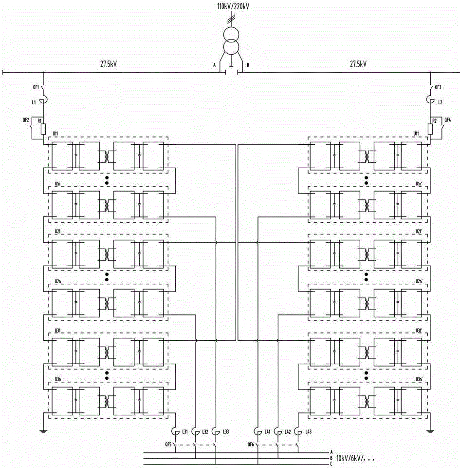Electric energy quality comprehensive treatment device with power facility function and method