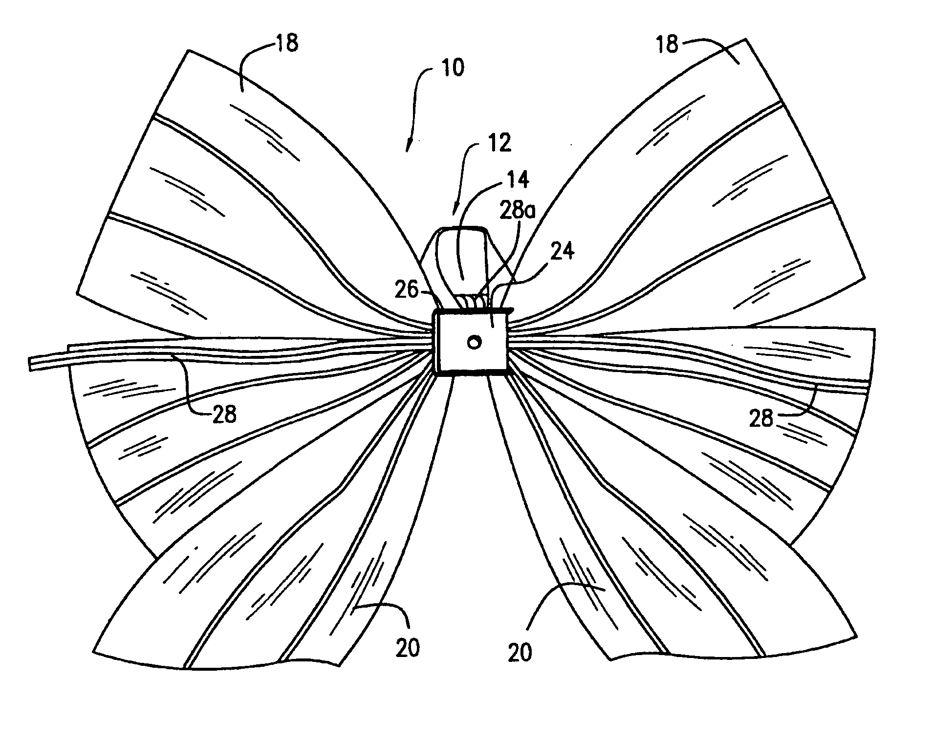 Ornamental bow with magnetic attachment portion