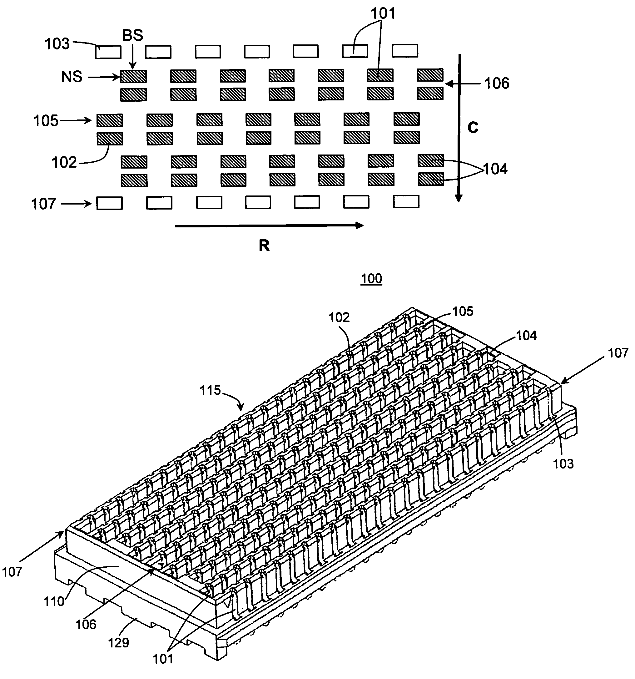 Array connector having improved electrical characteristics and increased signal pins with decreased ground pins