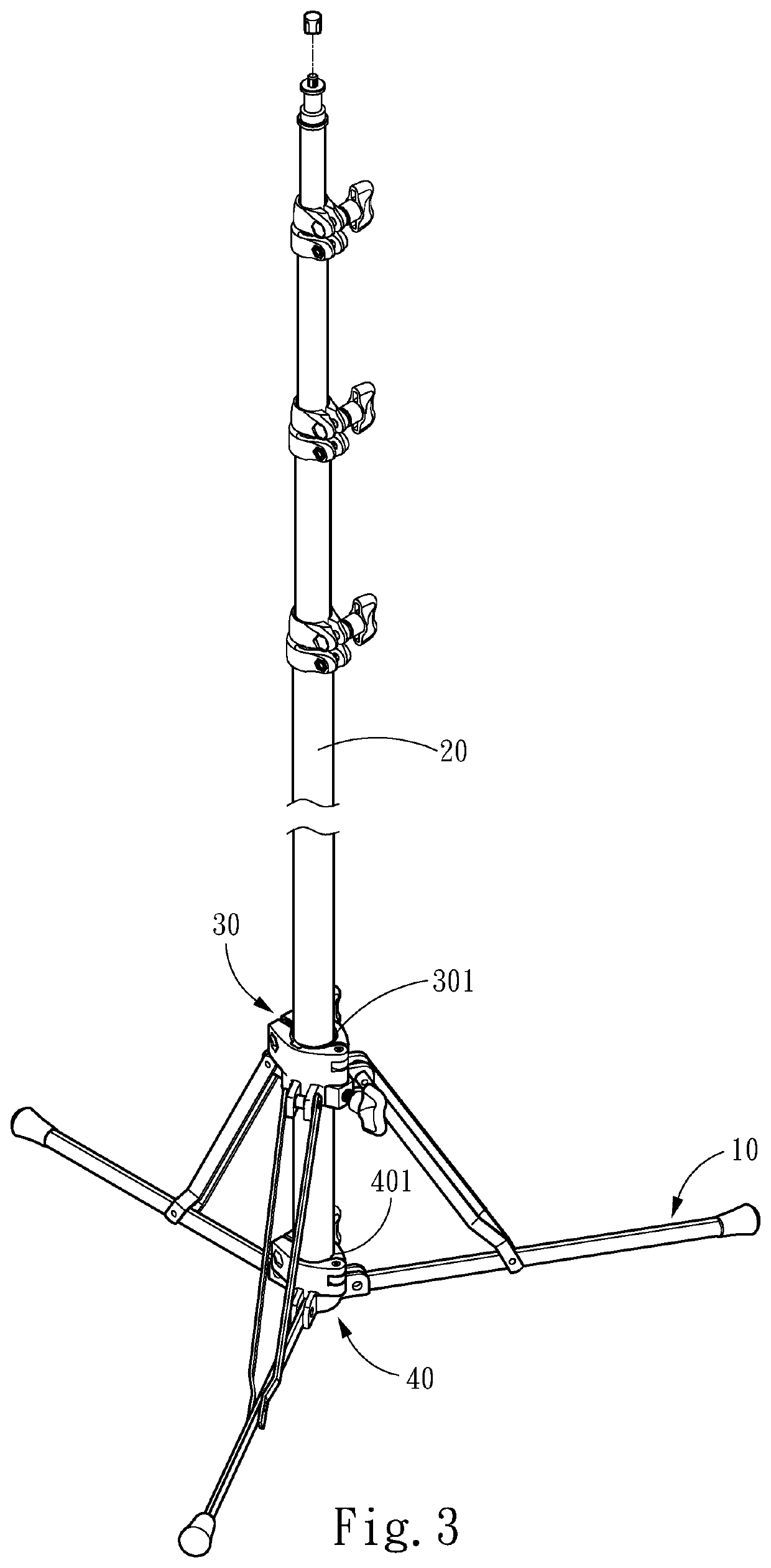 Assembling structure for rod to be fixed or detached with stand