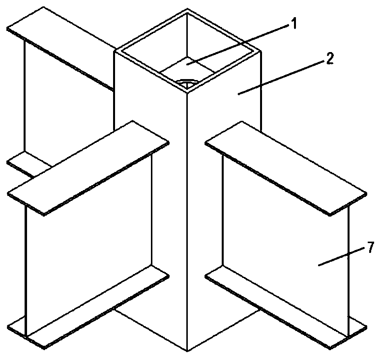 Quick-split type box-shaped section steel concrete column-H-shaped steel concrete beam connection node