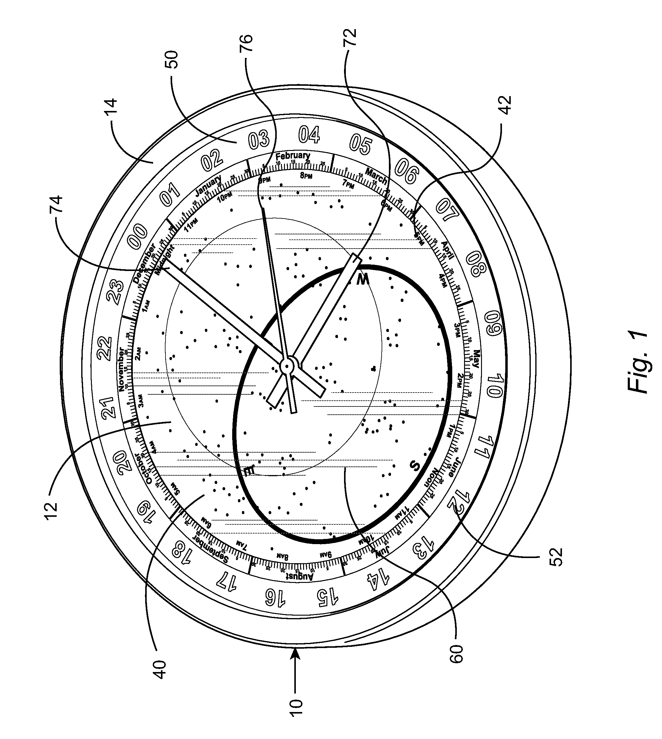 Planisphere clock