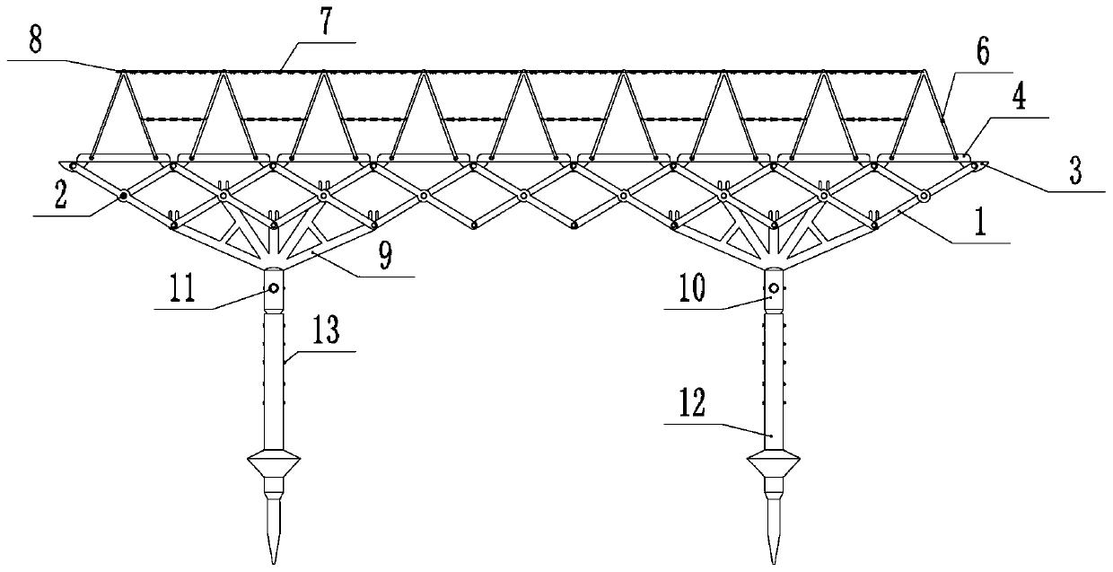 A temporary portable folding pedestrian bridge structure for bridge construction