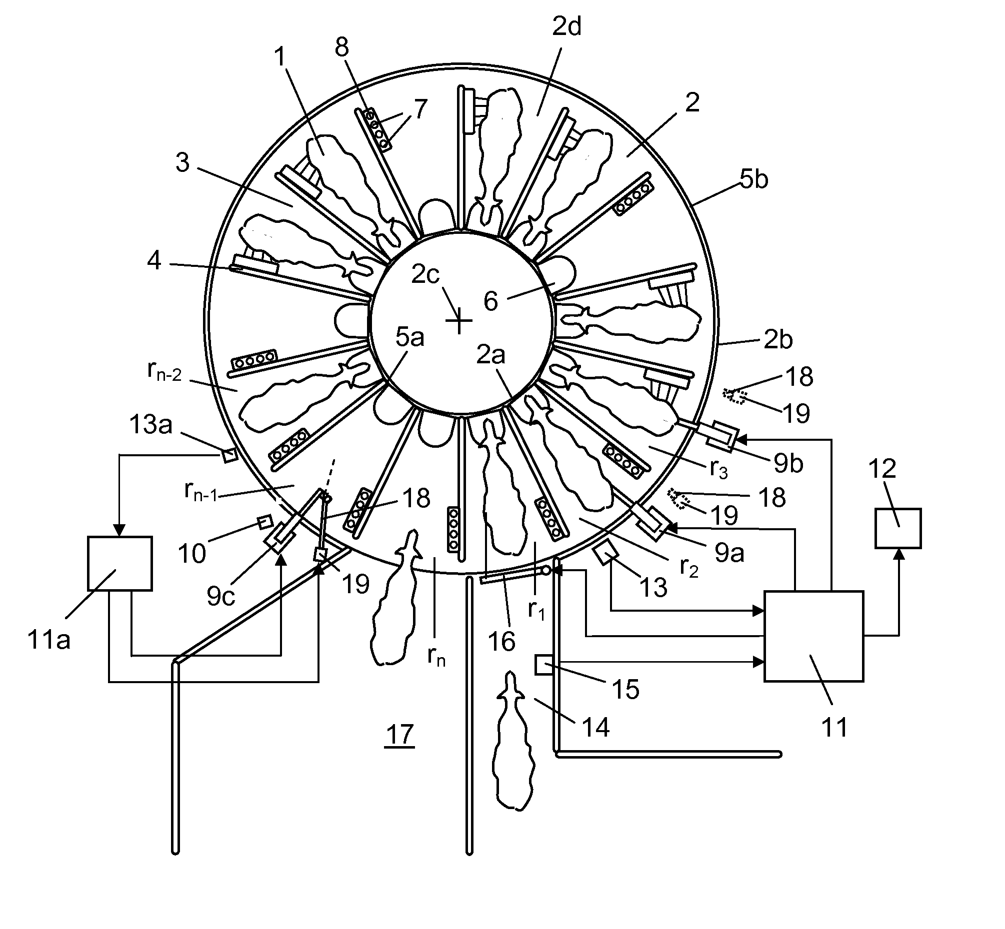 Apparatus and a method for cleaning milking stalls on a rotary platform of a rotary parlour
