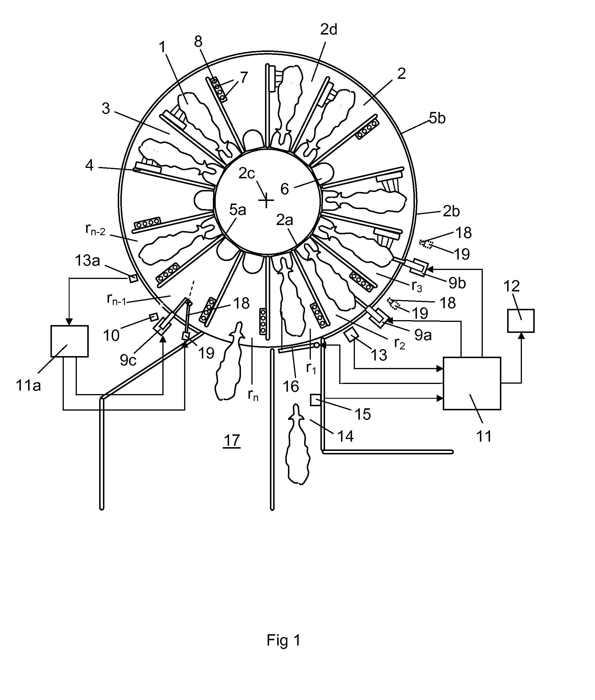 Apparatus and a method for cleaning milking stalls on a rotary platform of a rotary parlour