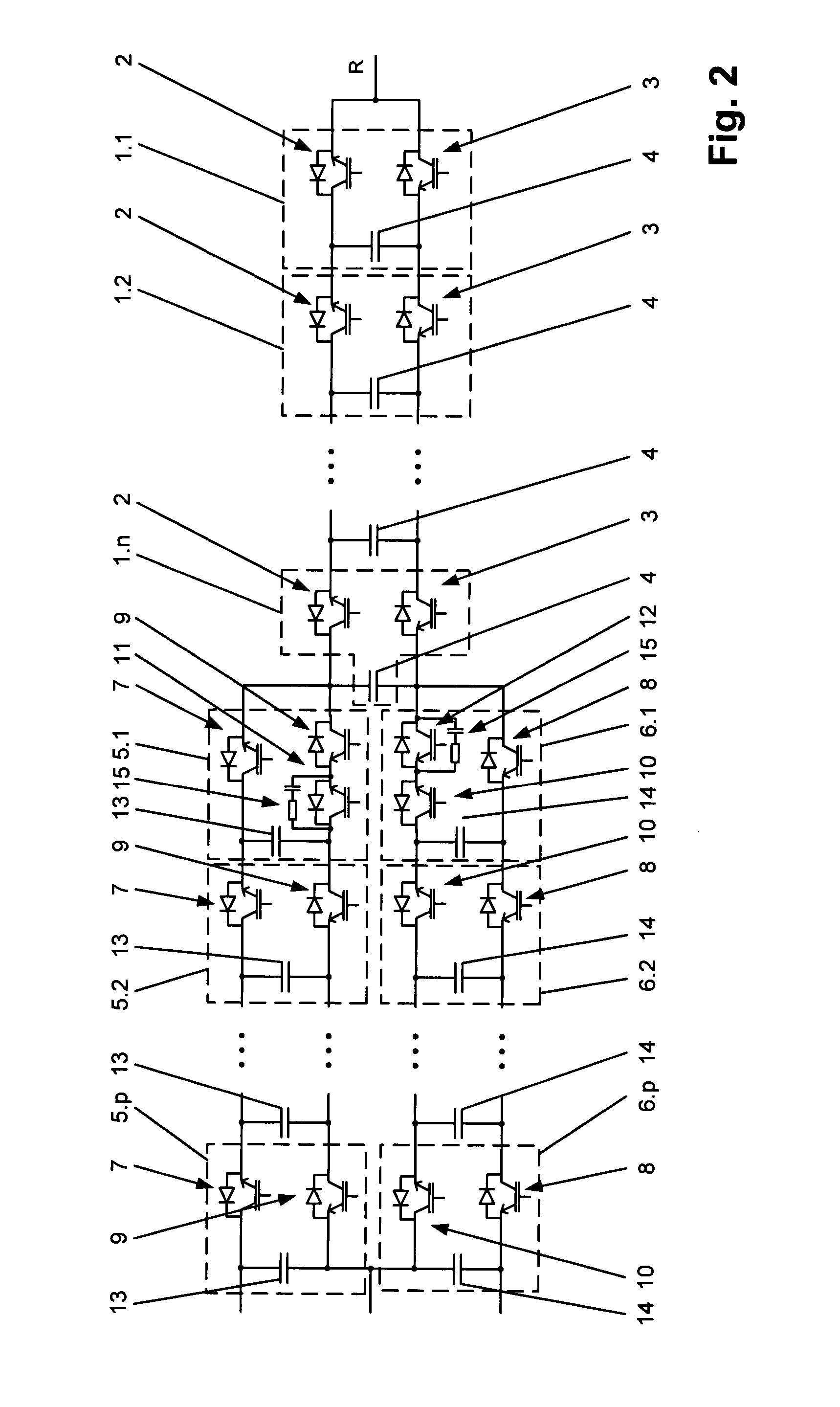 Converter circuit for switching of a multiplicity of switching voltage levels