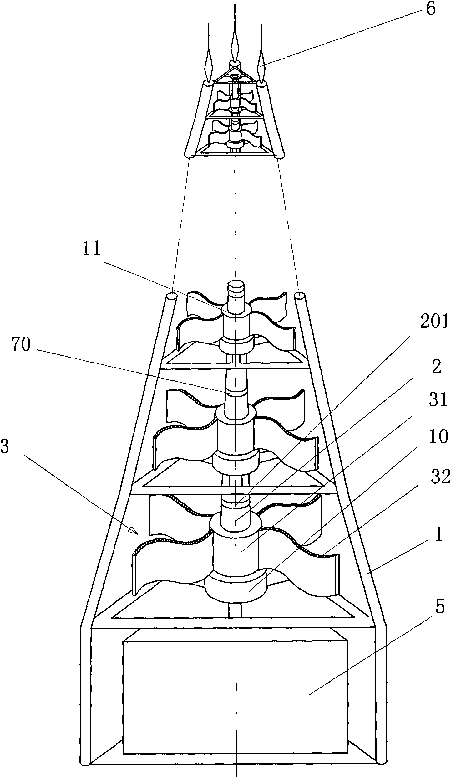 Multi-stage impeller wind-driven generator