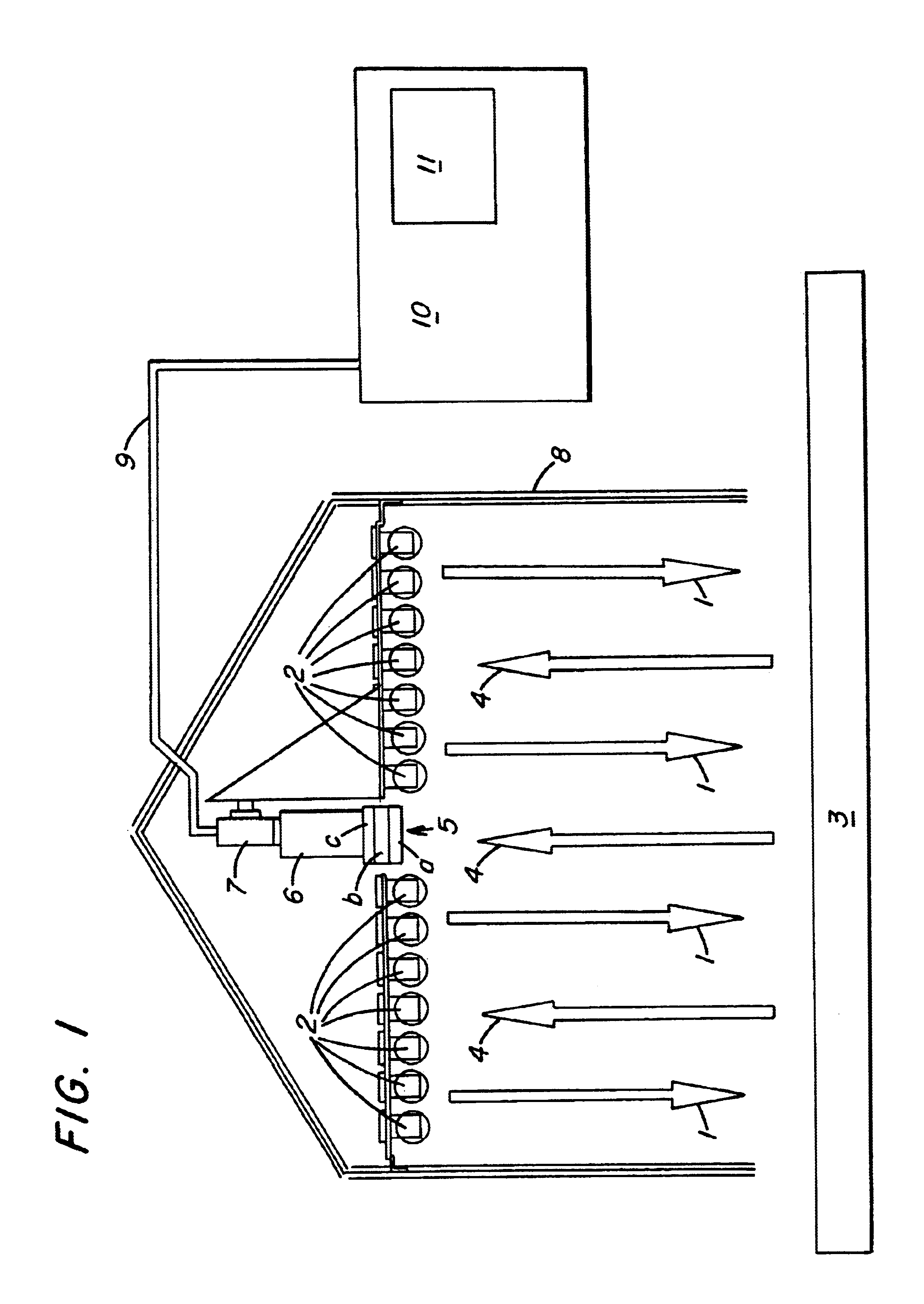 In-line process for monitoring binder dosage and distribution on a surface and apparatus useful therefor