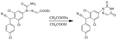 Preparation method of triazinone ring