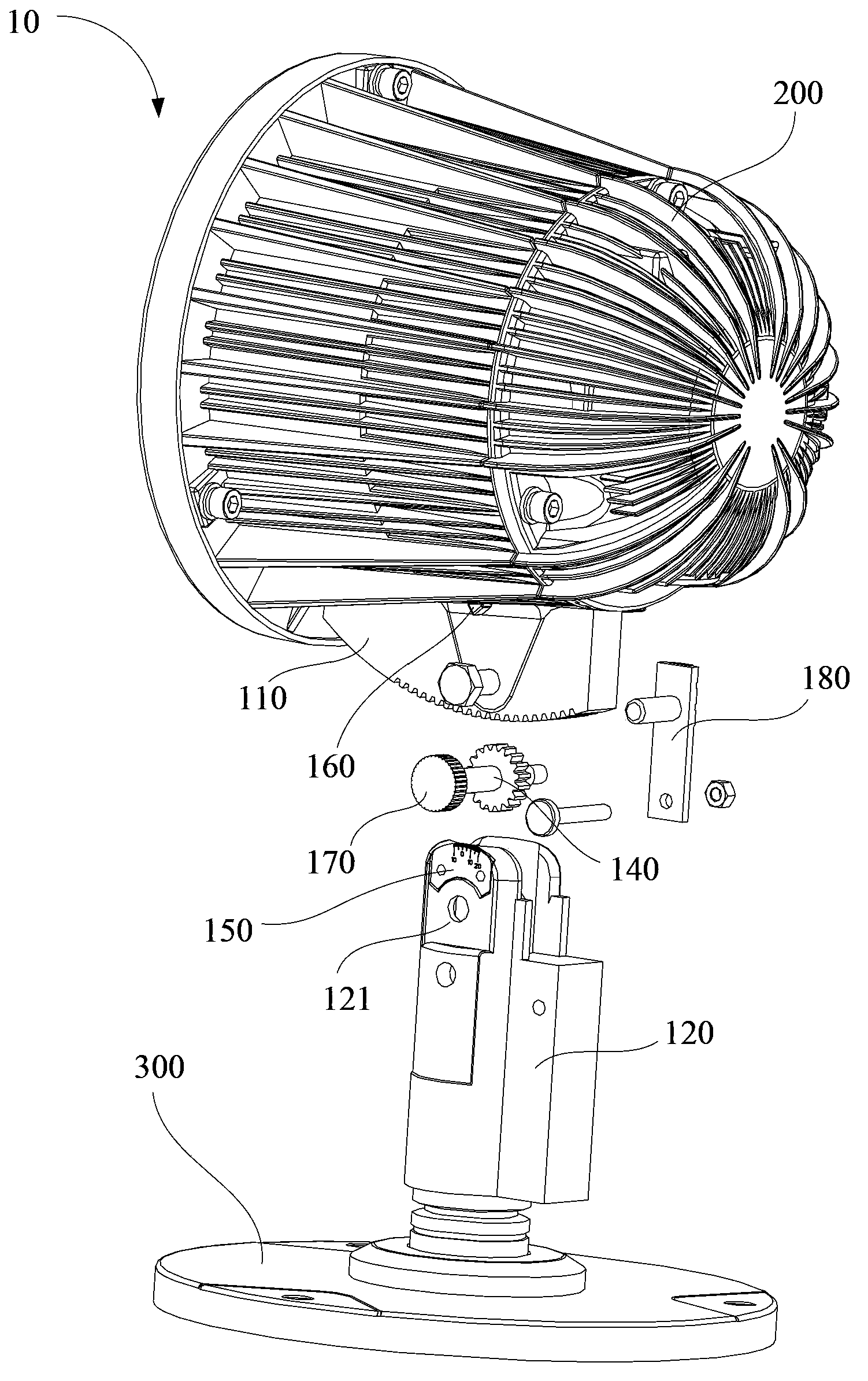 Lamp holder angle adjustment structure and airport approach lamp utilizing same