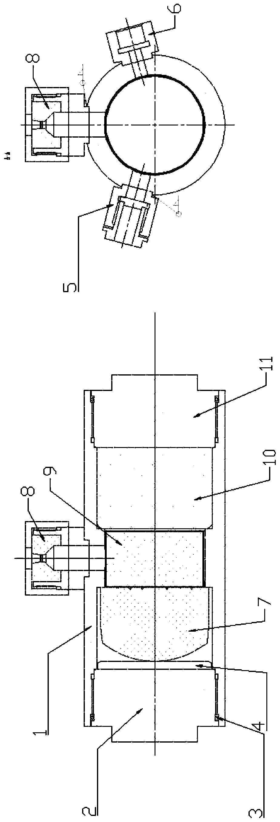Test engine and test method for combustion of double-base system propellant in different overload directions